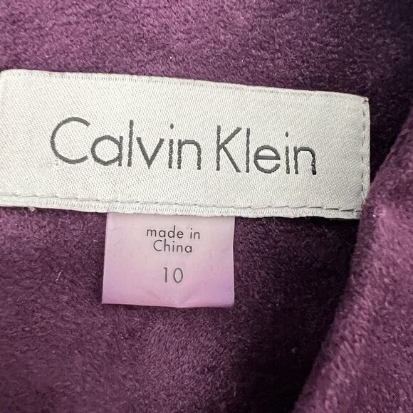 Calvin Klein Elegant Faux Suede Aubergine Princess Seam Sheath Dress size 10 - Picture 8 of 12